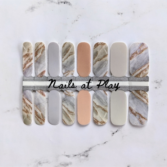 5 for $15 Nail Wraps- Gray Gold Stone - Picture 2 of 2